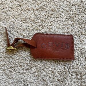 VTG Orvis Leather Luggage Tag - Brown "Sporting Traditions"